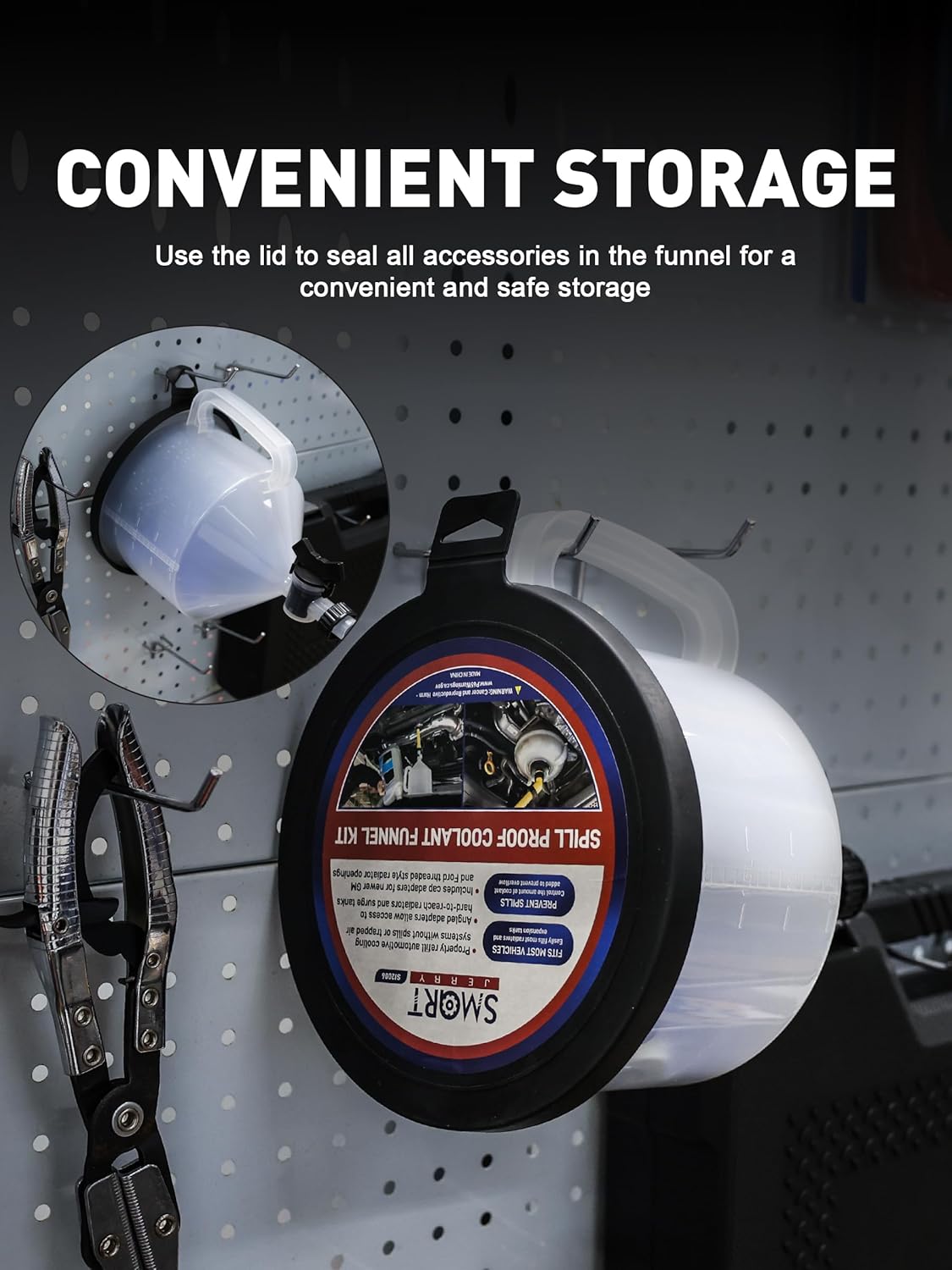 SMART JERRY - Coolant Bleeder Kit, Universal Radiator Burping Funnel, No-Spill Coolant Funnel, Flush Kit