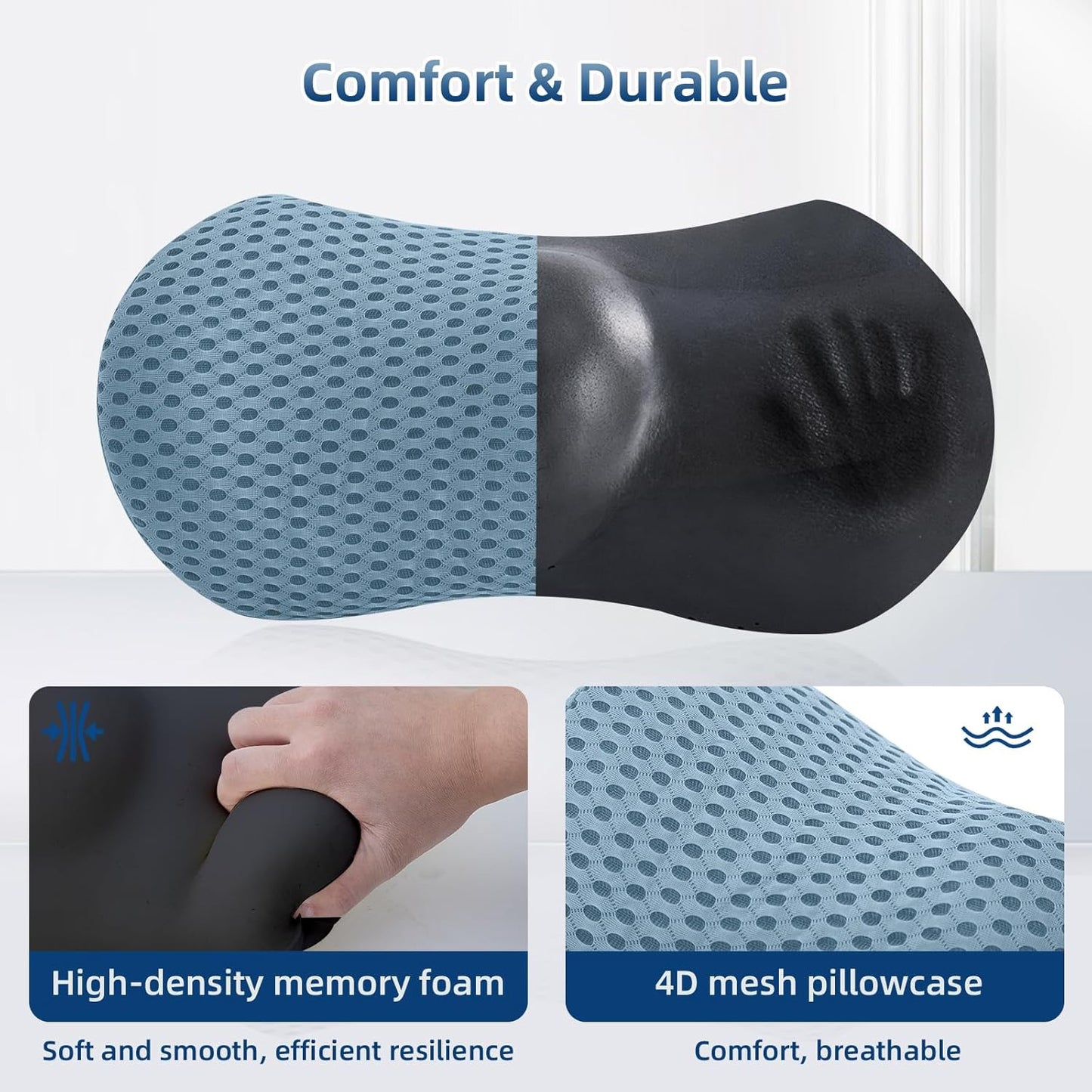 Lumbar Pillow, Memory Foam Lumbar Support Pillow for Office Chair and Car Seat, Ergonomic Streamline Back Pillow for Lower Back Pain Relief, Back Support Pillow for Sitting, Driving, Traveling