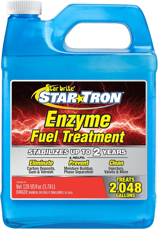 STAR BRITE Star Tron Enzyme Fuel Treatment Concentrate, 128 Fl. Oz. – Treats up to 2,048 Gallons – Rejuvenate & Stabilize Old Gasoline, Cure Ethanol Problems, Improve MPG, Reduce Emissions, 1 gallon, Blue
