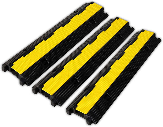 3 Pack Rubber Cable Ramp Hose Cable Protector Ramp 1 Channel 22000Lbs Load Capacity Traffic Speed Bump Wires Power Lines Extension Cord Cover for Indoor Outdoor