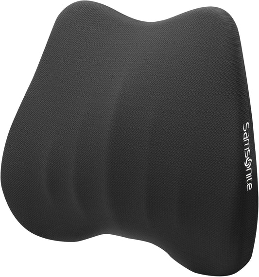 Samsonite Lumbar Support Pillow for Office Chair and Car Seat - Memory Foam Pillows Car Lumbar Support Brace, Lumbar Support Pillow for Car & Low Back Pain Relief, Black