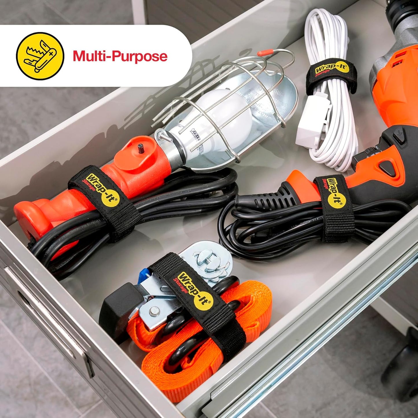 Quick-Straps by Wrap-It Storage - Assorted 12-Pack Black - Hook and Loop Hose and Cable Organizers