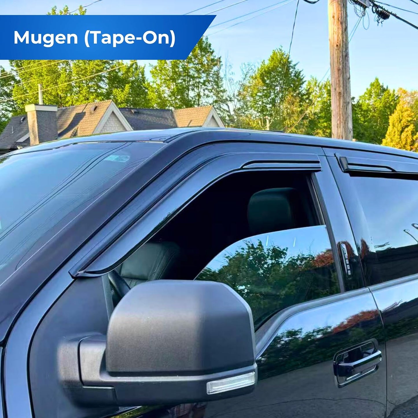 KPY Window Visor Compatible with Hyundai Santa Fe 2007-2012, 4PC Rain Guard Side Window Vent Deflectors Tape-On Mugen Style, 2007 2008 2009 2010 2011 2012