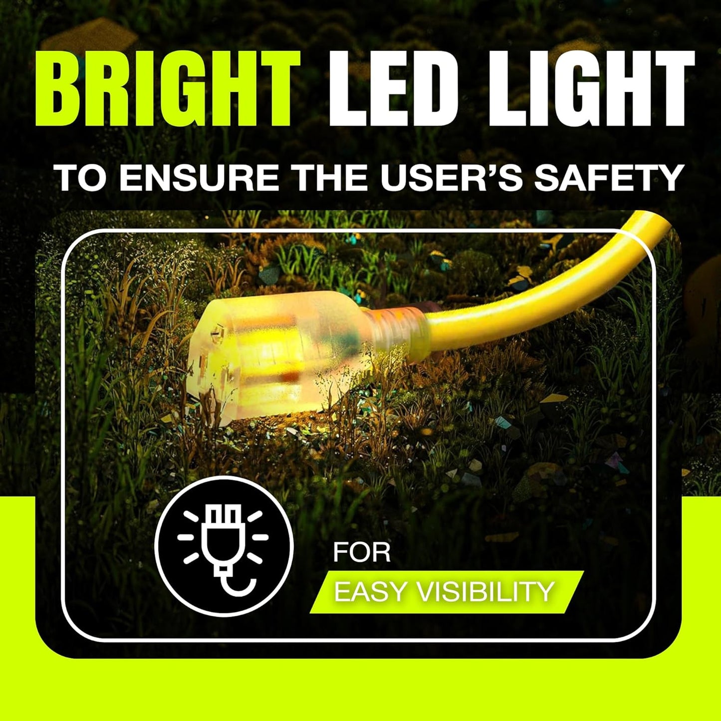 10ft Outdoor/Indoor Extension Cord 10/3 Gauge Ultra Heavy Duty 3 Prong SJTW, Waterproof, Flexible Cold-Resistant Long Power Cord,15A 125V 1875W, Yellow by LifeSupplyUSA