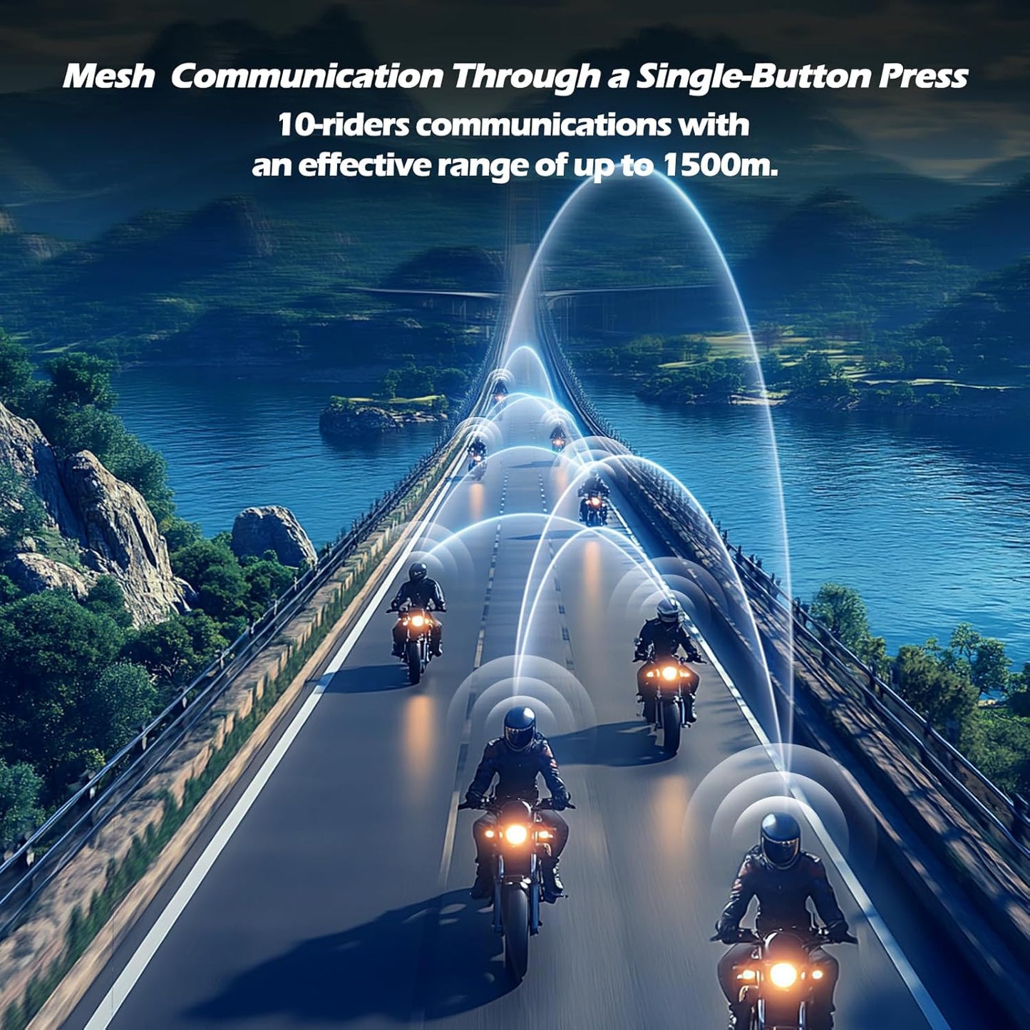 Motorcycle Bluetooth Headset T2Plus Dual Chip MESH Intercom 10-Way Motorcycle Helmet Bluetooth Helmet Intercom Communication Systems with Double Coil Subwoofer Speakers (White/Silver)