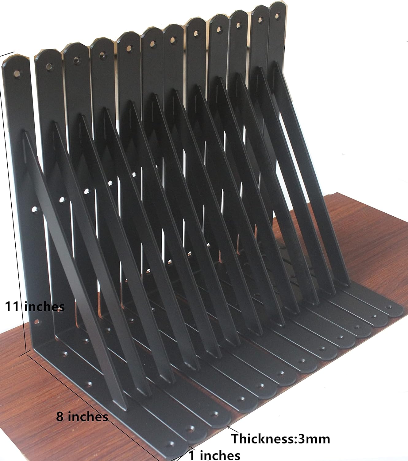 4 Pack L11 x H 8" Black Heavy Duty Shelf Brackets with Screws Metal Shelf Brackets Shelf Support Angle Brackets for Shelves L Brackets Heavy Duty Floating Shelf