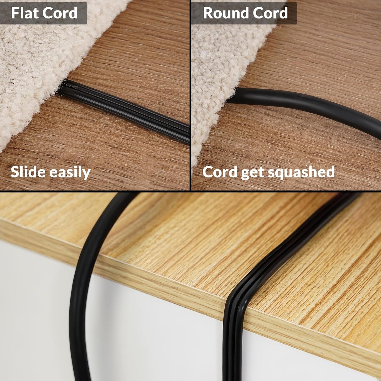 Elecan Flat Plug Extension Cord 1 Ft 2 Pack with Slim Space-Saving Plug Design, Thin Flat Cable Low Profile Power Cord 3 Prong Grounded Wire, 16 Gauge 13 A/125 V-Black-ETL Certified