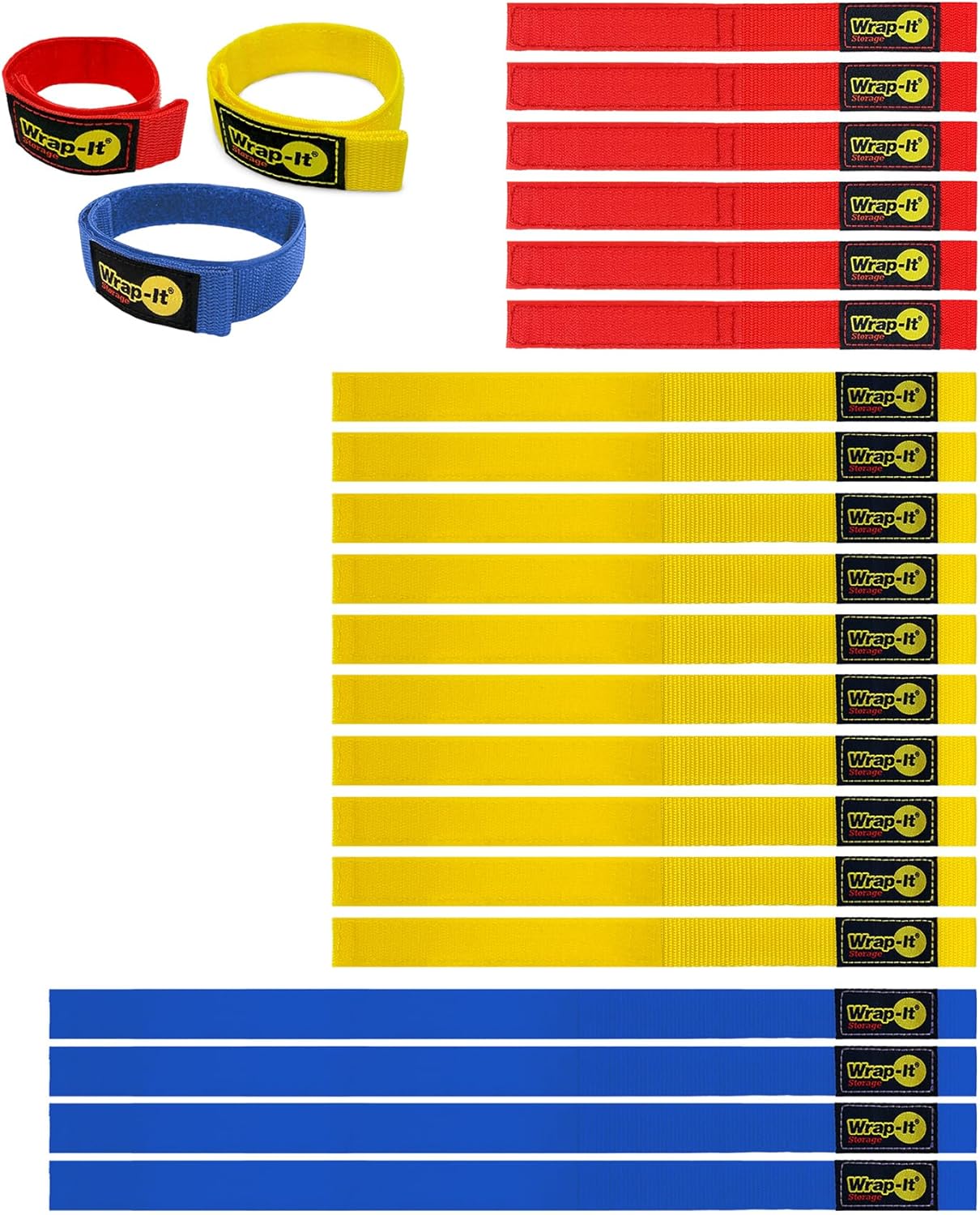 Quick-Straps by Wrap-It Storage - Assorted 20-Pack Multicolor - Hook and Loop Hose and Cable Organizers