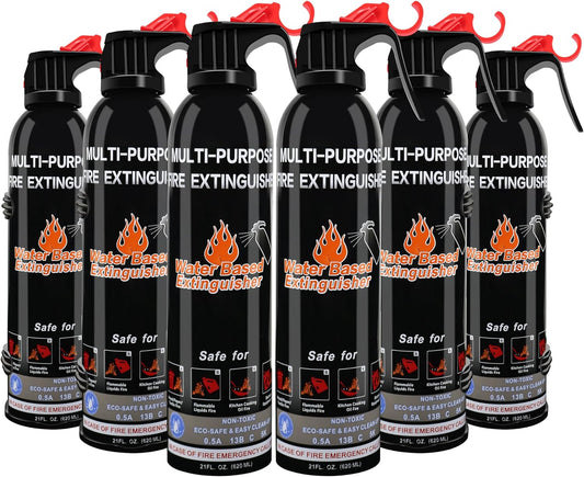 Fire Extinguisher for Home, 6 Pack Vehicle Fire Extinguishers with Mount, Portable Fire Extinguisher Effective on A, B, C, K Fires, Water-Based Extinguisher for Car Boat Office Truck Kitchen Garage RV