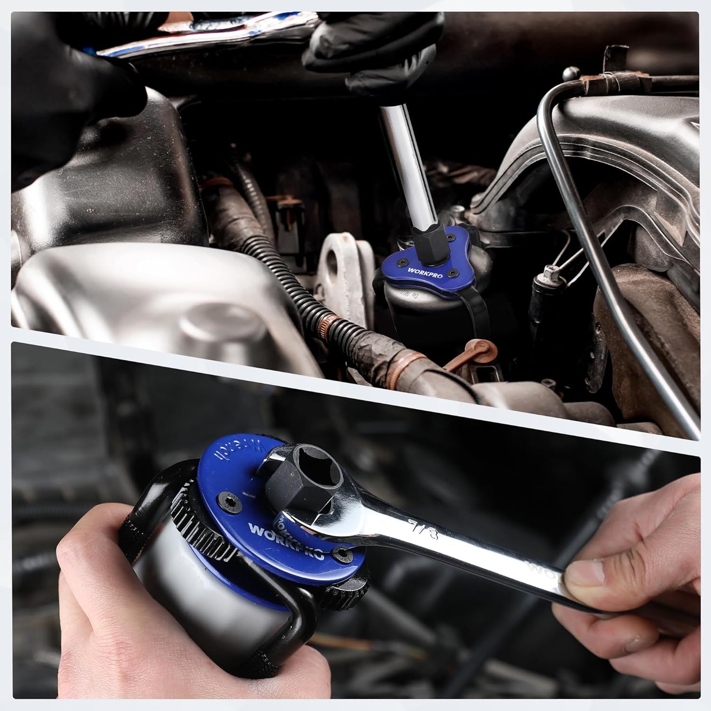 WORKPRO Universal Oil Filter Wrench & Removal Tool, Adjustable Oil Filter Change Set, Ideal for Engine, Conduit, & Fittings