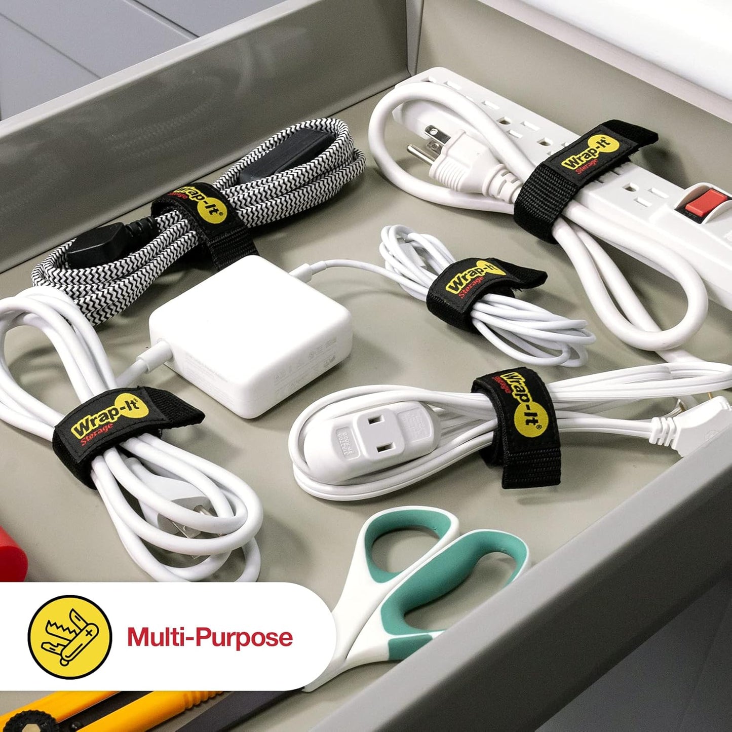 Quick-Straps by Wrap-It Storage – 9” (12-Pack) Black - Hook and Loop Straps for Hose and Cord Storage and Organization