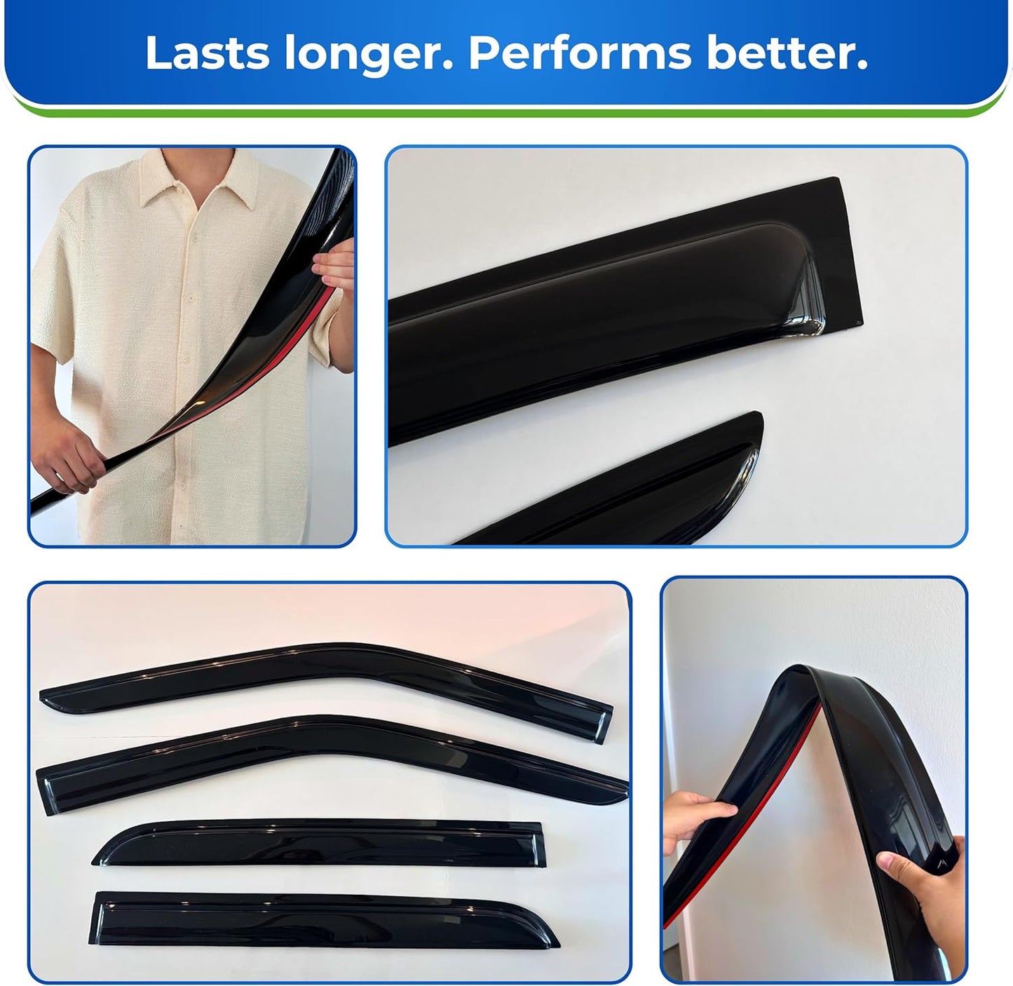 KPY Window Visor Compatible with Kia Soul 2009-2013, 4PC Rain Guard Side Window Vent Deflectors Tape-On Mugen Style, 2009 2010 2011 2012 2013