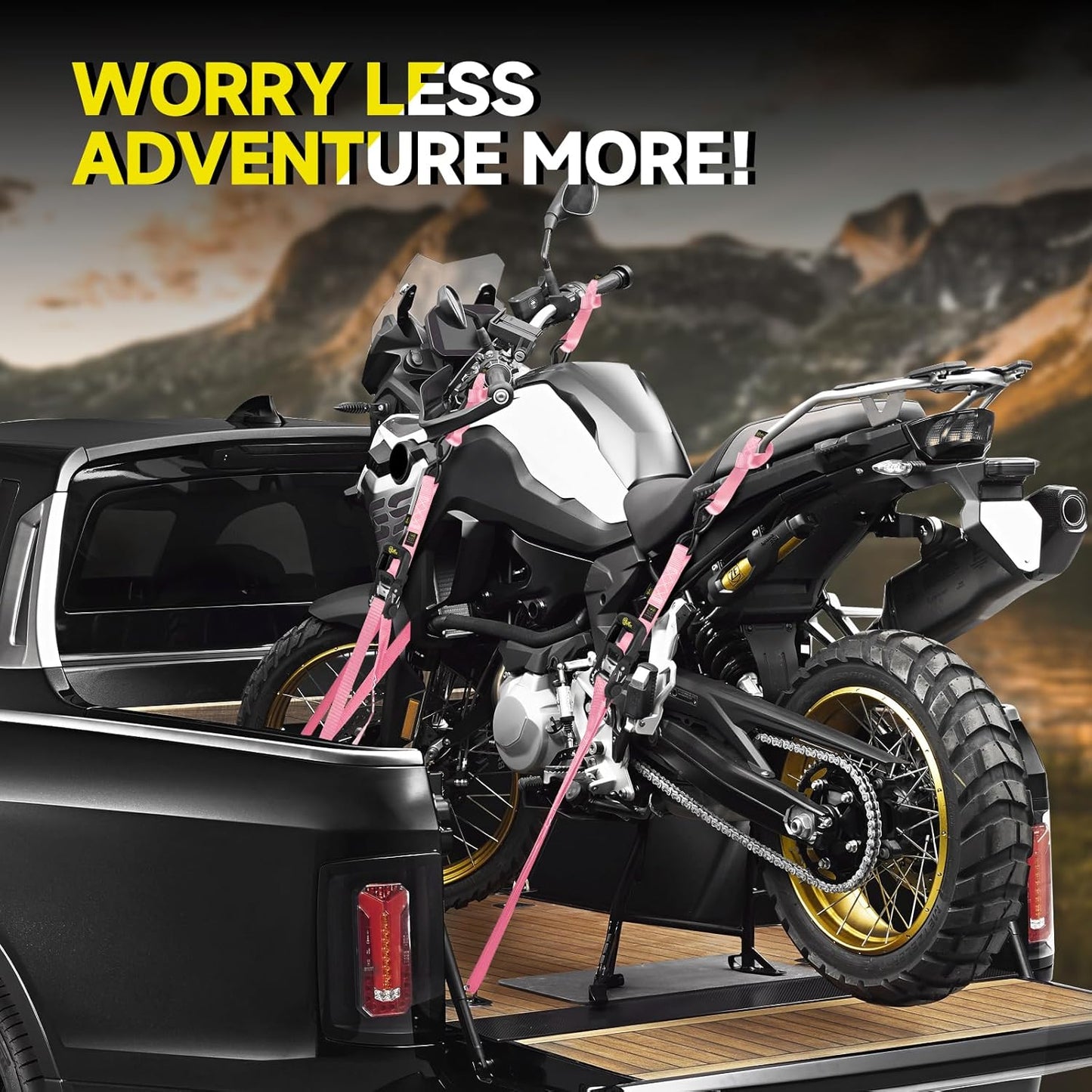 4Pcs Heavy Duty Ratchet Straps-1.6”x16ft Ratchet Strap Tie Down Kit with Padded Handles+Coated S Hooks+Soft Loop Tie-Downs-6000 Pound Break Strength（Pink）