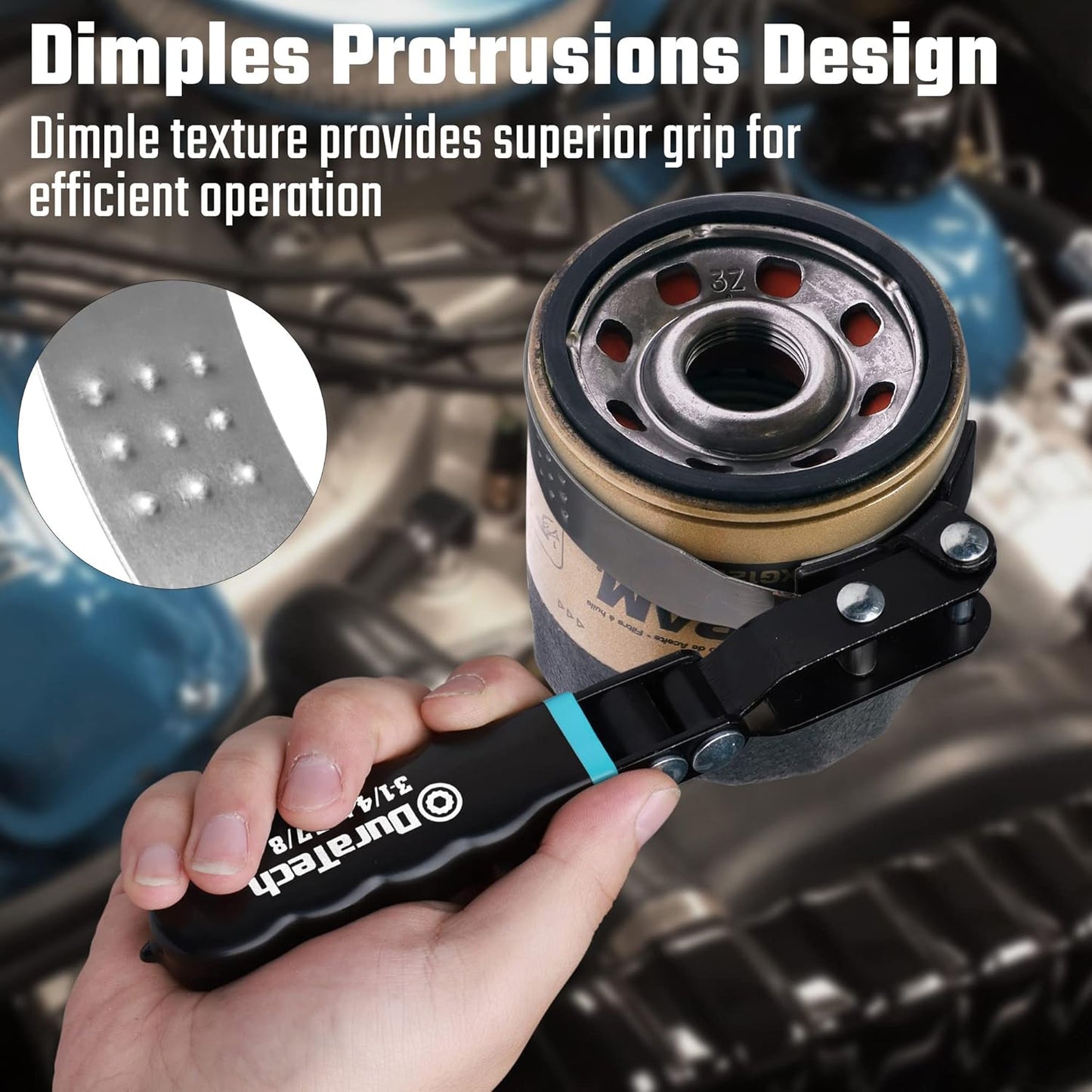 DURATECH Standard Swivel Oil Filter Wrench, Oil Filter Removal Tool, Fits Filters 3-1/4" - 3-7/8", Perfect for Car Repair Tools