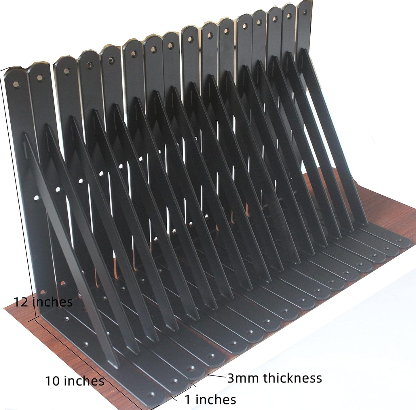 20 Pack L12 x H 8" Black Heavy Duty Shelf Brackets with Screws Metal Shelf Brackets Shelf Support Angle Brackets for Shelves L Brackets Heavy Duty Floating Shelf